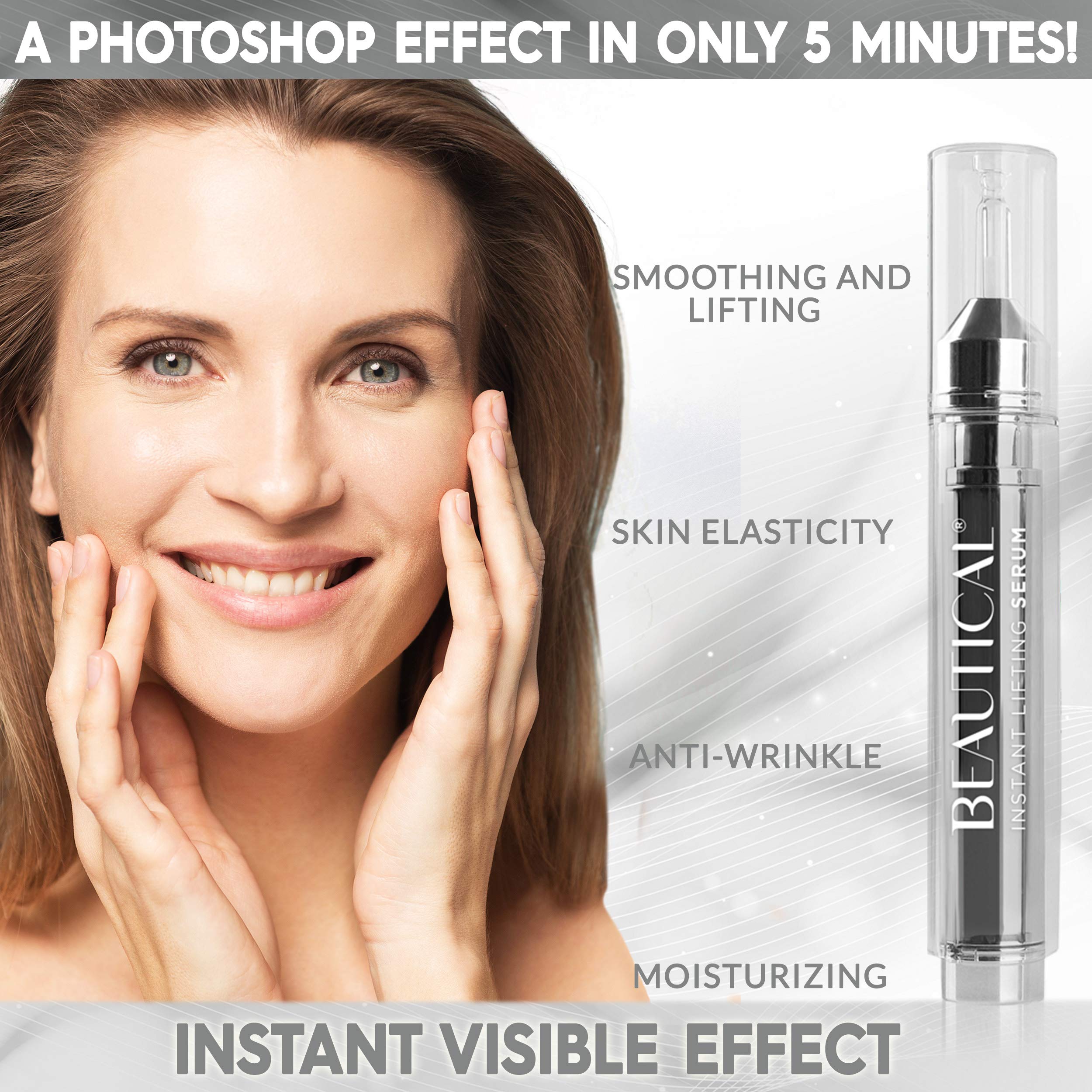 BEAUTICAL Instant Lifting Serum - Lifting, Moisturizing - Face & Eye Contour - Hyaluronic Acid & Peptides - 15ml