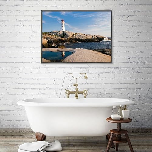 Miniatura 5 de RAREVAY Decoración de playa, faro, arte de pared, decoración de gaviota, impresiones en lienzo de aves marinas, pinturas de veleros, cuadros de