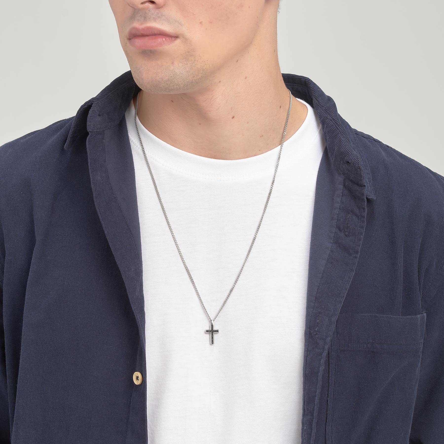 Brosway Collana Lunga in Acciaio | Collana Lunga Con Cubic Zirconia E Simbolo Croce | Collezione Backliner - BBC01