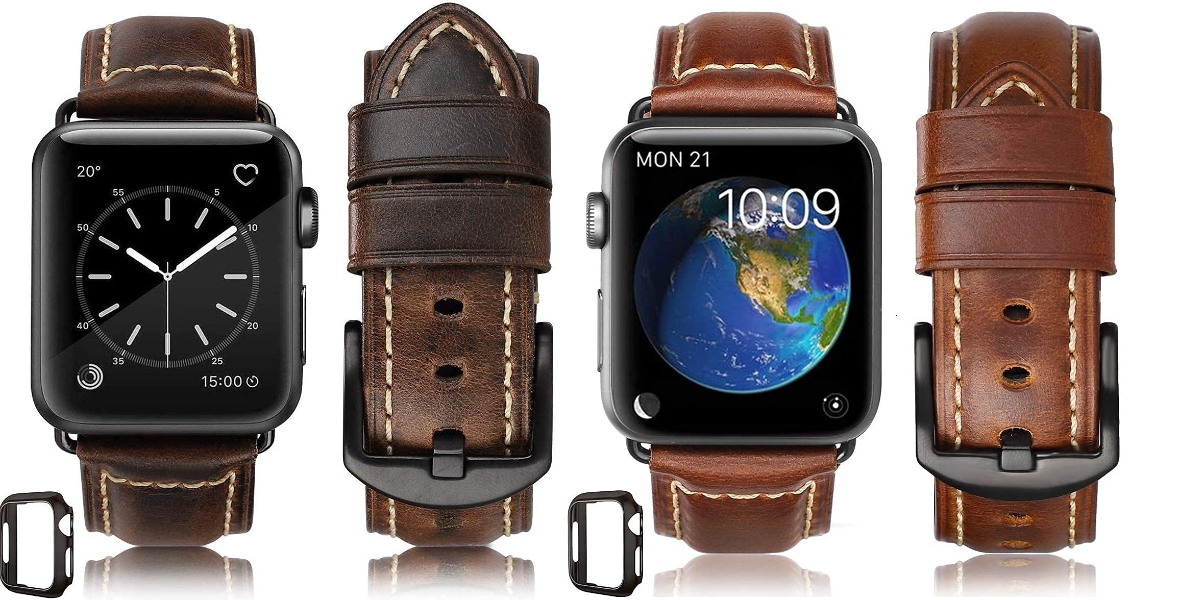 HUAFIYCompatible for apple Watch Band 42mm 44mm45mm49mm men,Top Grain Leather Band Replacement Strap iWatch Series 8/7/6/5/ 4 3 2 1,Sport, Edition.Ultra