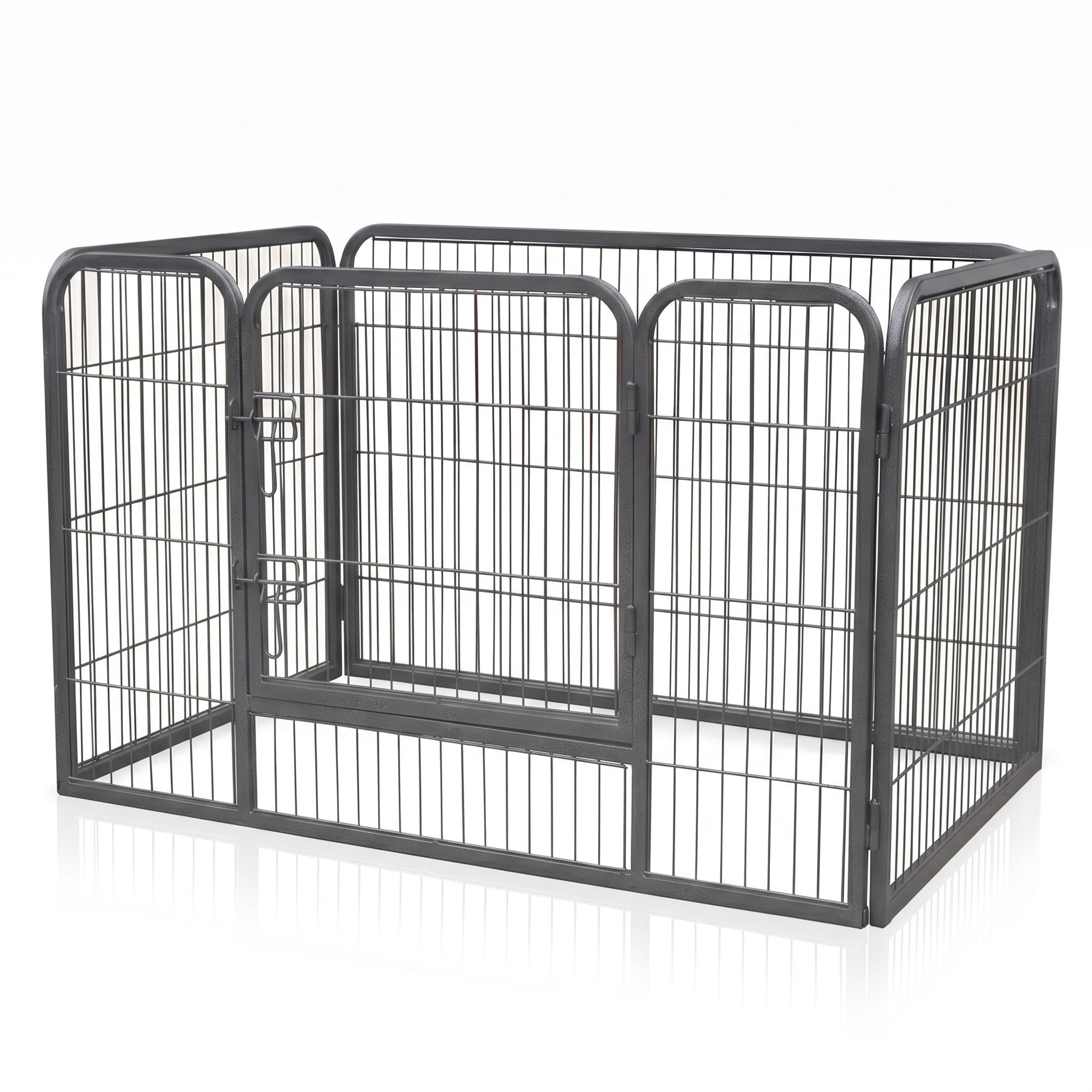 Mucola Welpenauslauf 124x80x70 cm mit Tür – Freigehege Metall mit Hammerschlaglack, Keine scharfen Kanten | Absperrgitter faltbar für Welpen, Kaninchen und Kleintiere, Innen- und Außenbereich