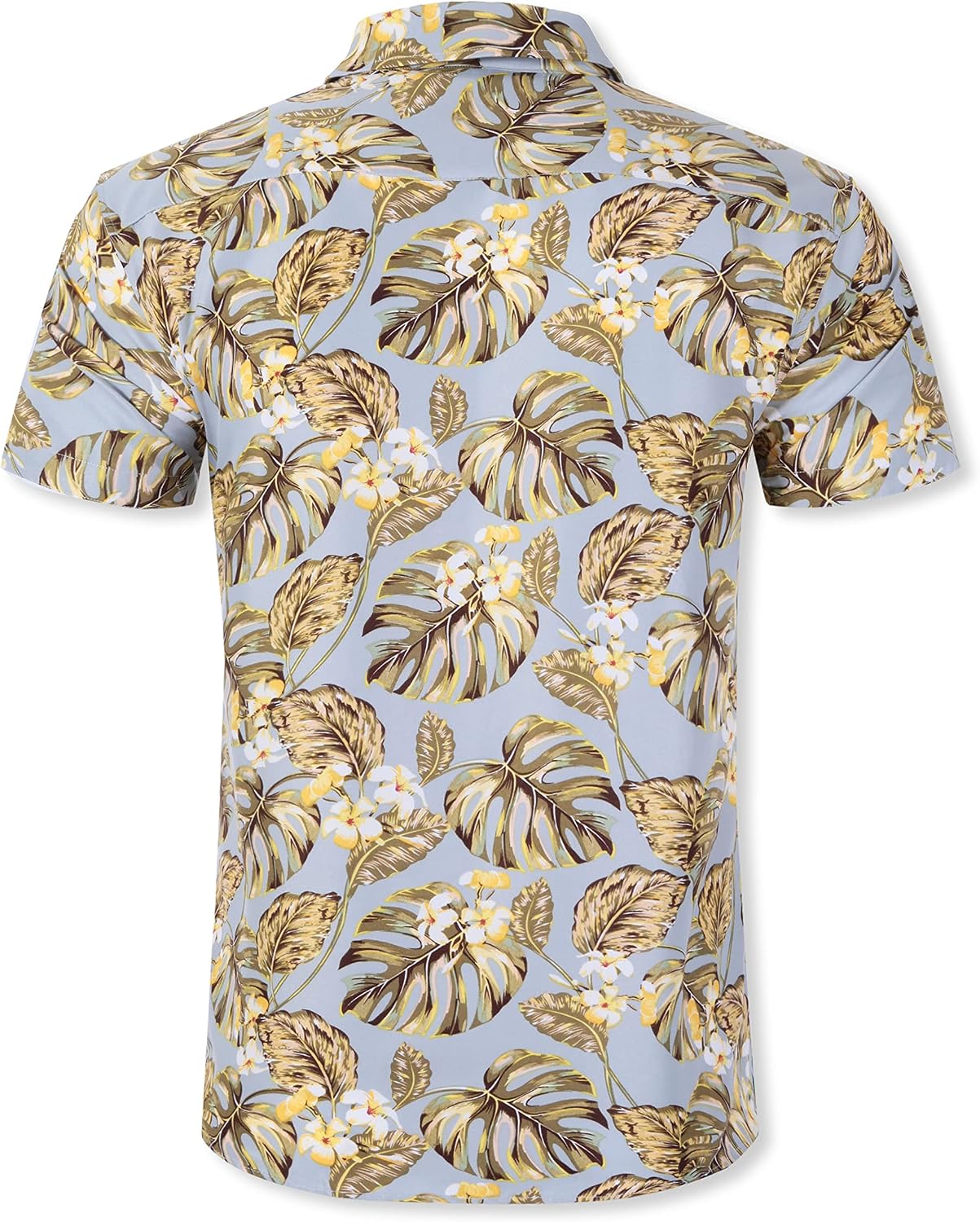 Mens Tropical Hawaiian Flora Print Button Up Volleyball Beach Vacation Casual Shirt