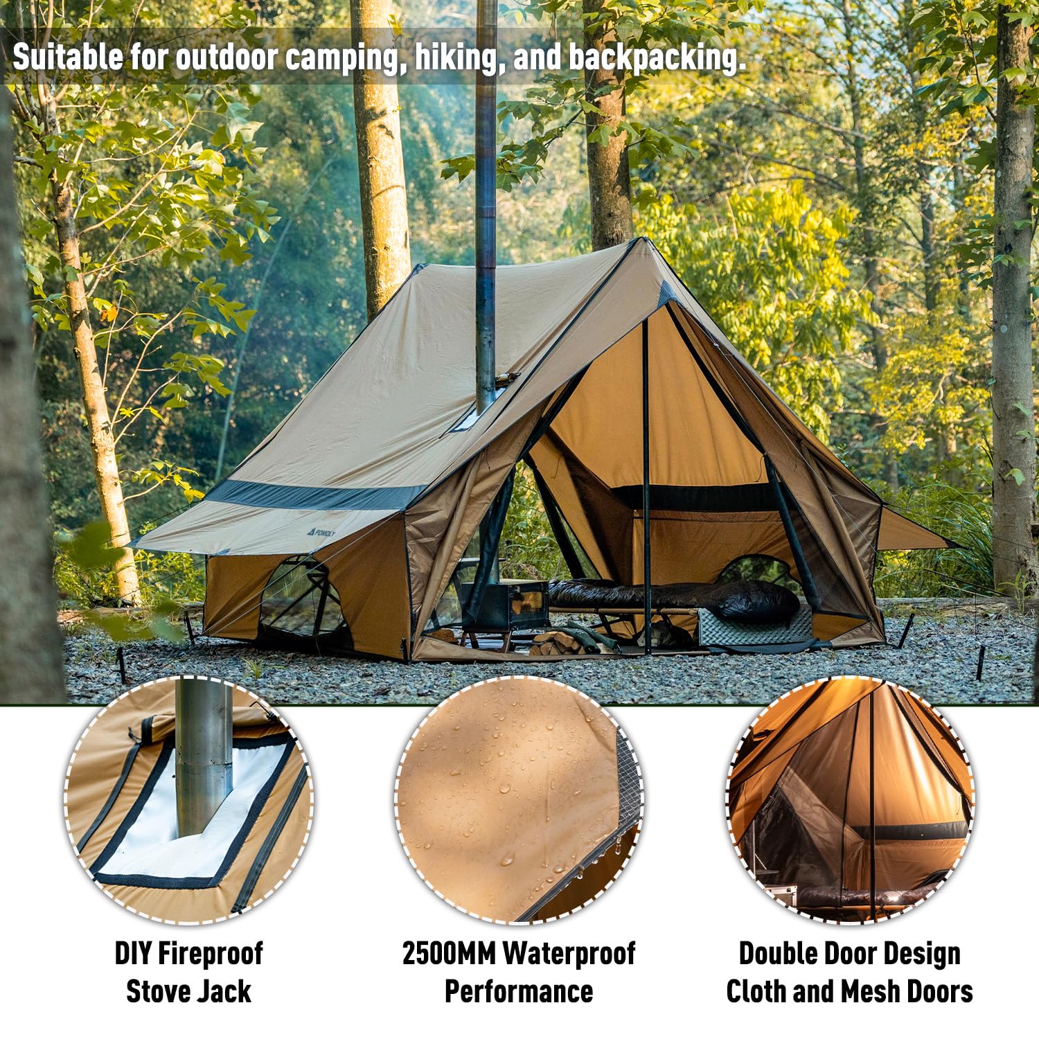 Amazon.com : POMOLY Chalet 70 Max Camping Hot Tent Cabin Tent and