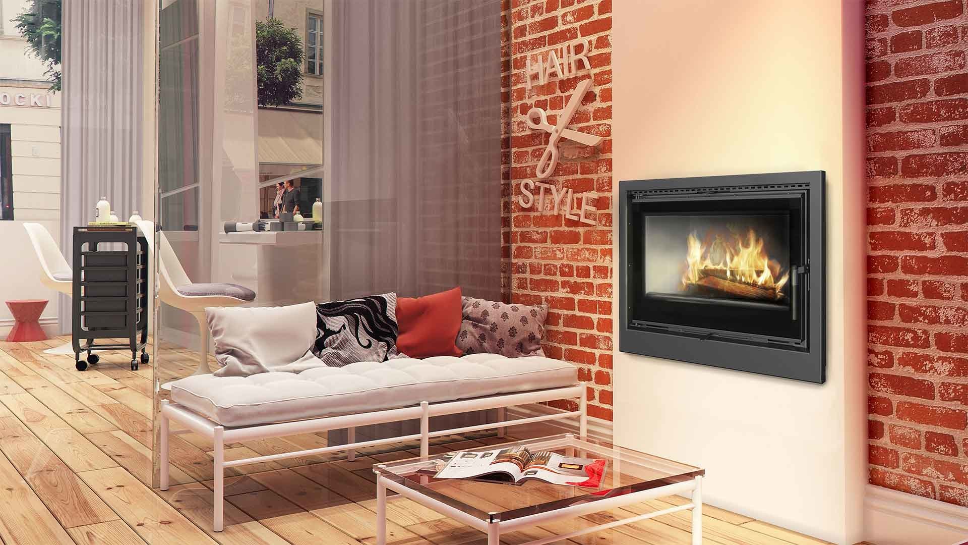 KRATKI Inserto per camino in acciaio a legna KASETA 8 kW Ø160 A+ Resa 75% | Acciaio nero, efficienza 83%, classe A+. Ecodesign, BImSchV 2.; combustione efficiente; basse emissioni; calore uniforme