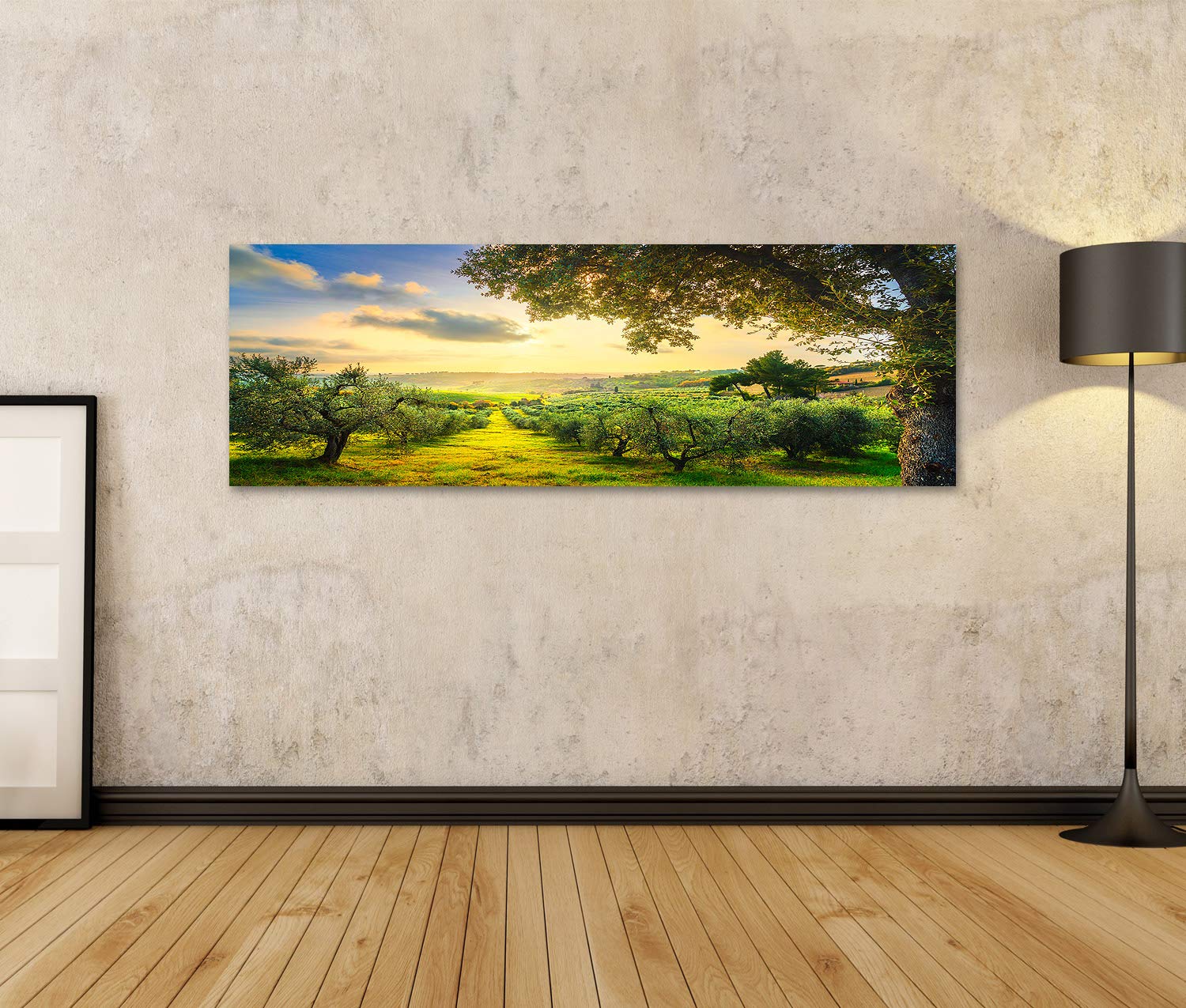 Quadro su tela Panorama della campagna maremmana e ulivi al tramonto Casale Marittimo Pisa Toscana Italia Stampa Foto Quadri Moderni