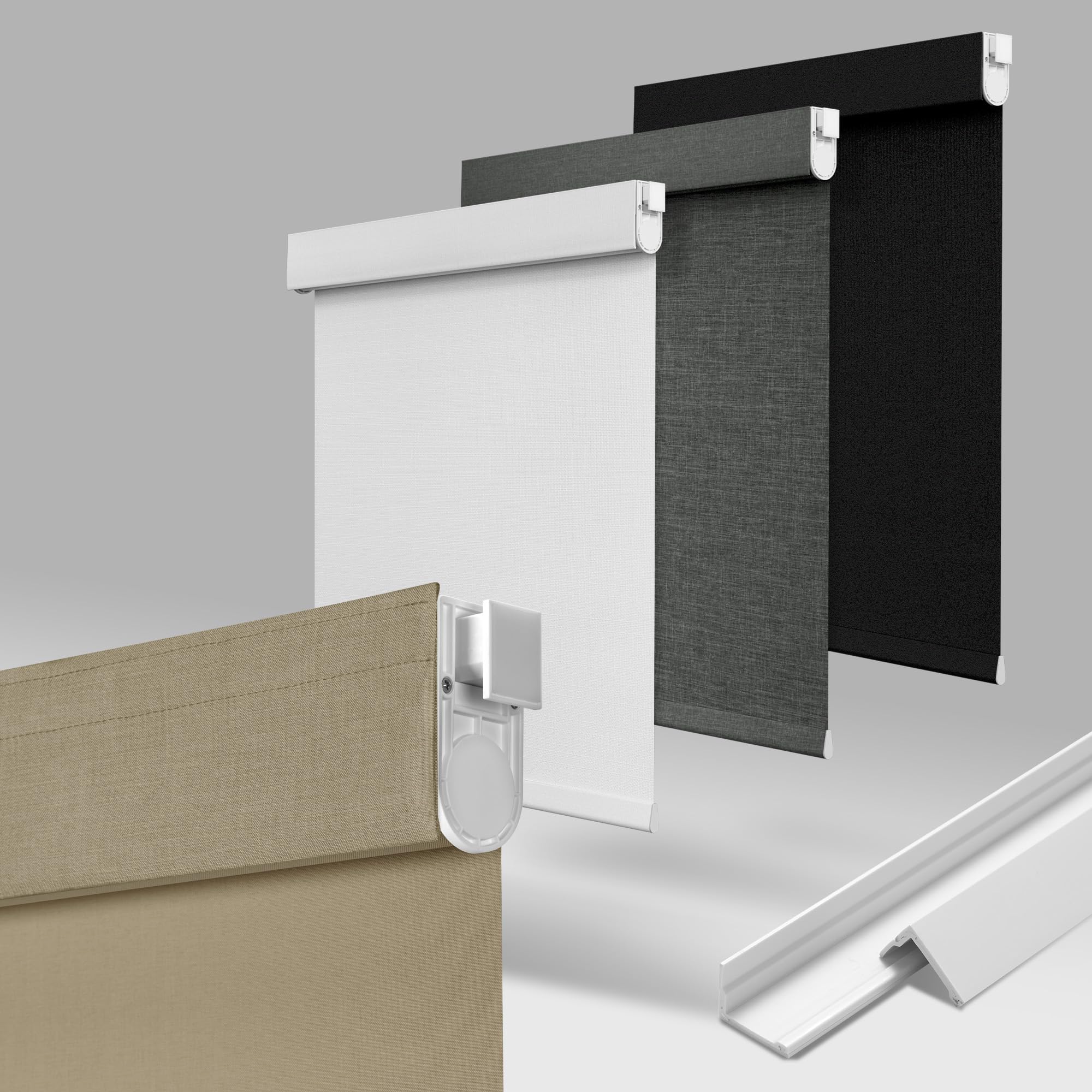 MoDanCeQ No Drill No Tools Blackout Roller Shades for Windows, Cordless Blinds with Linen Fabric-Matched, Custom Roller Blinds for Home Office Door,