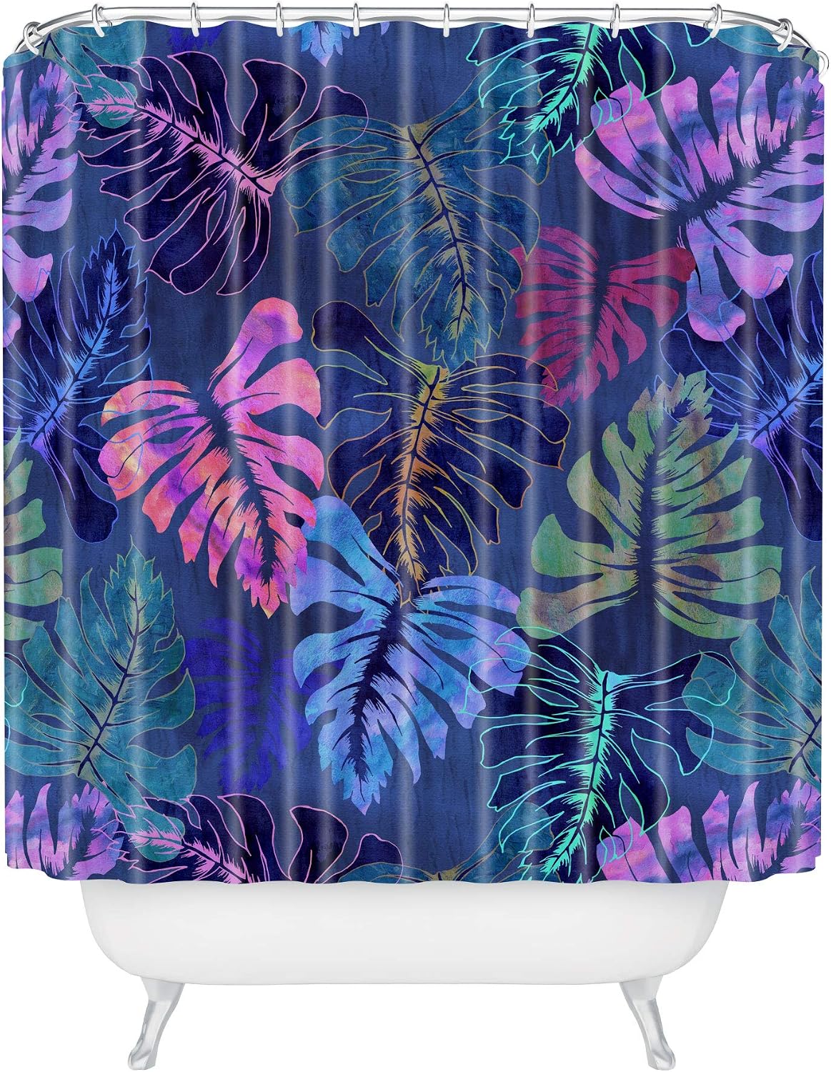 Deny Designs Schatzi Brown Phoenix Tropical Indigo Shower Curtain, 72x69, Blue