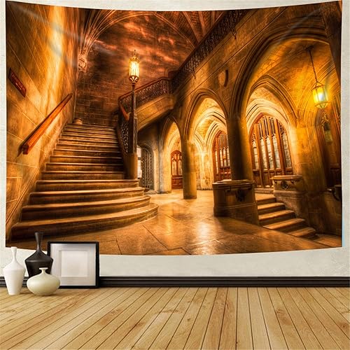 Simsant RGTZZSI12 - Tapiz de noche de castillo, palacio, fantasía, ciudad medieval, para colgar en la pared, para dormitorio, sala de estar,