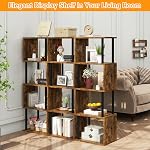 IBUYKE 5-Tier Bibliothèque géométrique en forme de S, étagères en bois avec rangement, étuve industrielle pour chambre à coucher, bureau à la maison, Rustic Brown WBC015H | Étagères d'affichage en bois avec rangement industriel de rangement décoratif