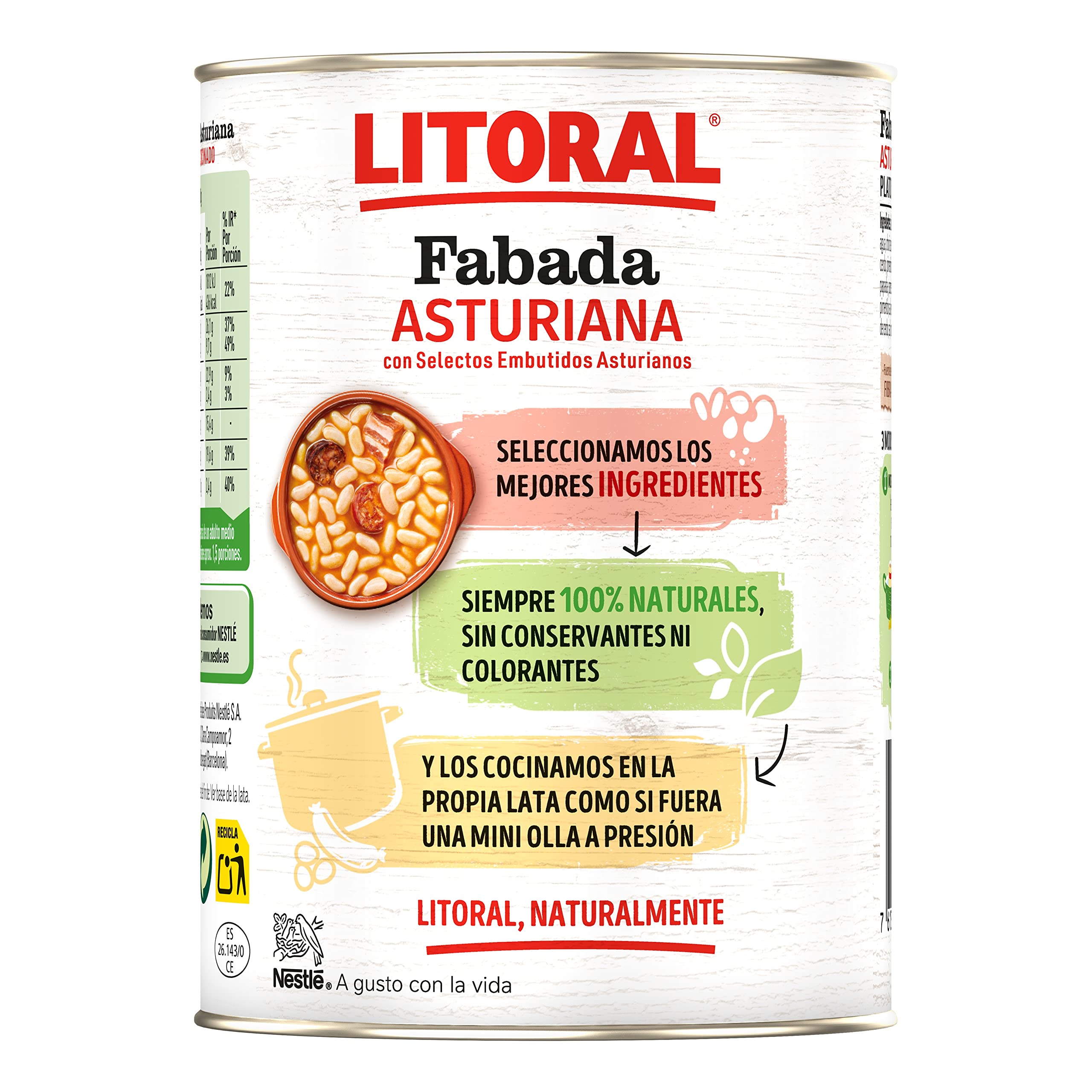 LITORAL Fabada Asturiana Plato Preparado Sin Gluten Pack 6x420 g