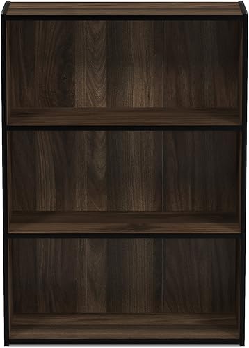 Miniatura 4 de Furinno Pasir Estantería abierta de 3 niveles, mesa auxiliar Columbia Walnut & Andrey, mesita de noche, mesita de noche con cajón de contenedor,