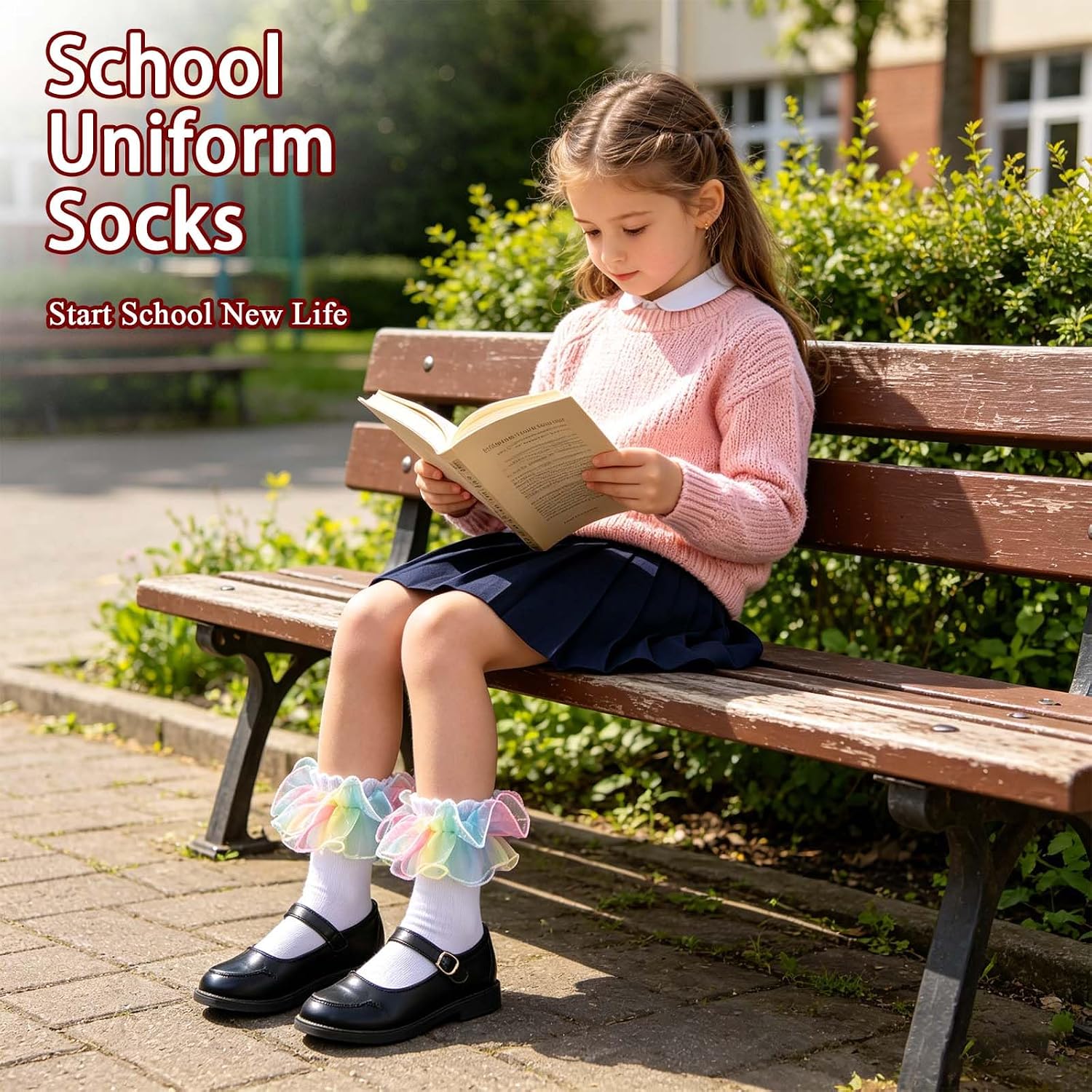 Girls Ruffle Socks Toddler Girl Frilly Dress Socks Double Lace Big Rainbow Ruffle Pageant Fancy Sock for Baby Kids