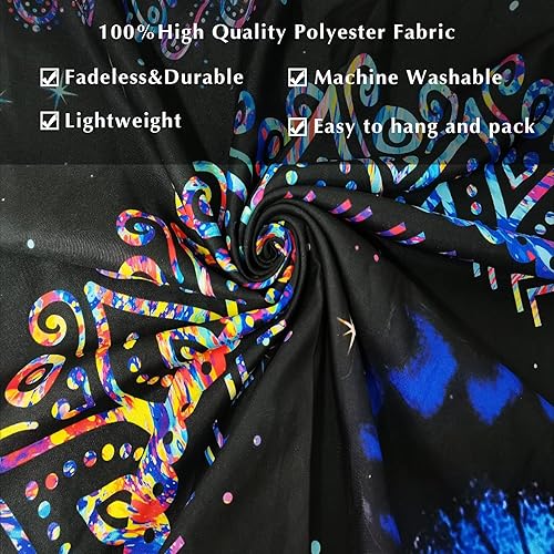 Vista 7 de Romantic Angels Tapiz de mariposa para dormitorio, estético, bohemio, mariposas azules y estrellas, tapiz para colgar en la pared, para sala