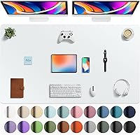 Vista 75 de Aothia Protector de escritorio de cuero, alfombrilla para ratón, alfombrilla de escritorio de oficina, secante de escritorio de cuero PU