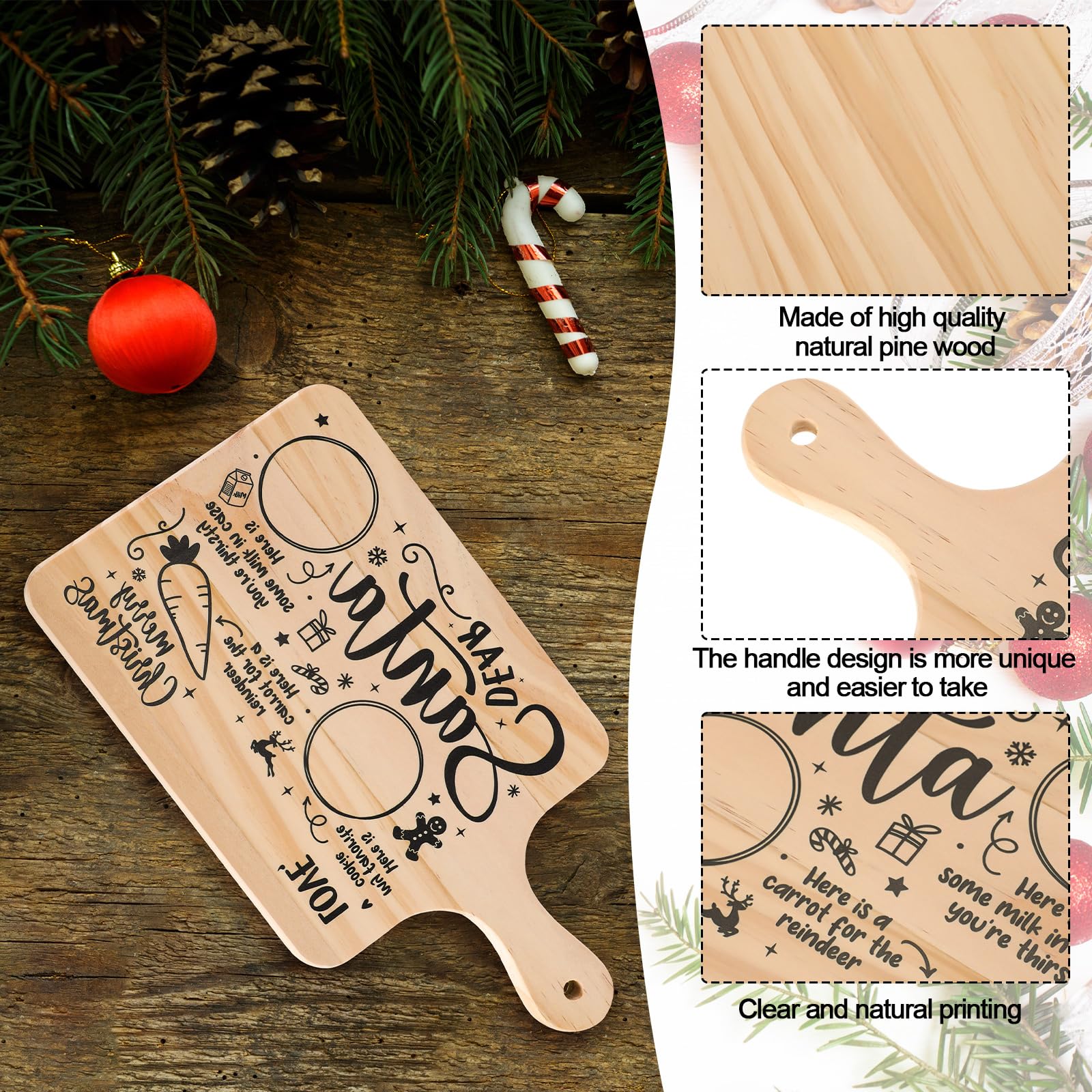 Personalised Christmas Eve Santa Milk And Cookies Treat Board - Reindeer Carrots Snack Tray - UK - View #12