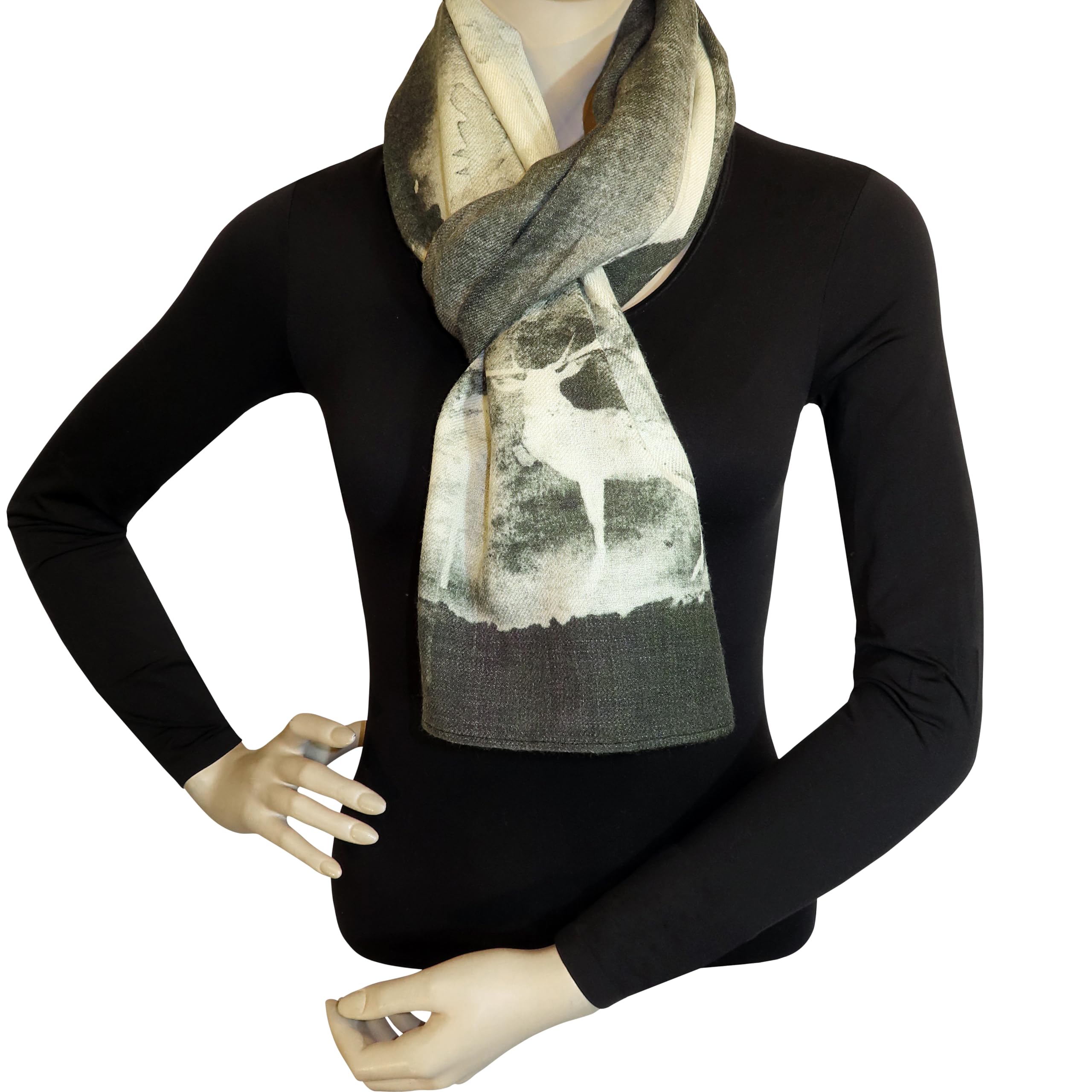 Alexandra Maxa Unisex Wollschal aus 100% Schurwolle – warmes Trachten- & Outdoor-Accessoire mit modernem Hirsch- oder Alpenmotiv – ideal für Lodenjacke, Jagd & Winter