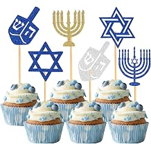 60 Pcs Hanukkah Cupcake Toppers Cake Decorations