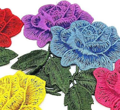 Miniatura 5 de Parches bordados de flores amarillas con peonía, parche para planchar, reparación de apliques bordados para ropa, coser, planchar, chaquetas,