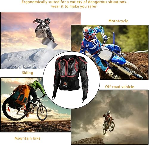Miniatura 6 de Ridbiker - Protector de blindaje desmontable, de cuerpo completo, para motocicleta, chaqueta de carreras, motocross, camisa protectora para pecho y