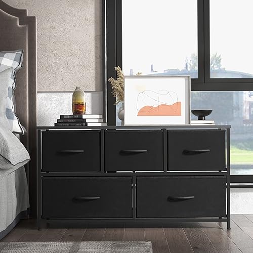 Miniatura 2 de NEWBULIG Dresser for Bedroom with 5 Drawers,Chest of Storage Tower with Easy Pull Fabric Bins, TV Stand Organizer Storage for Living Room Closet