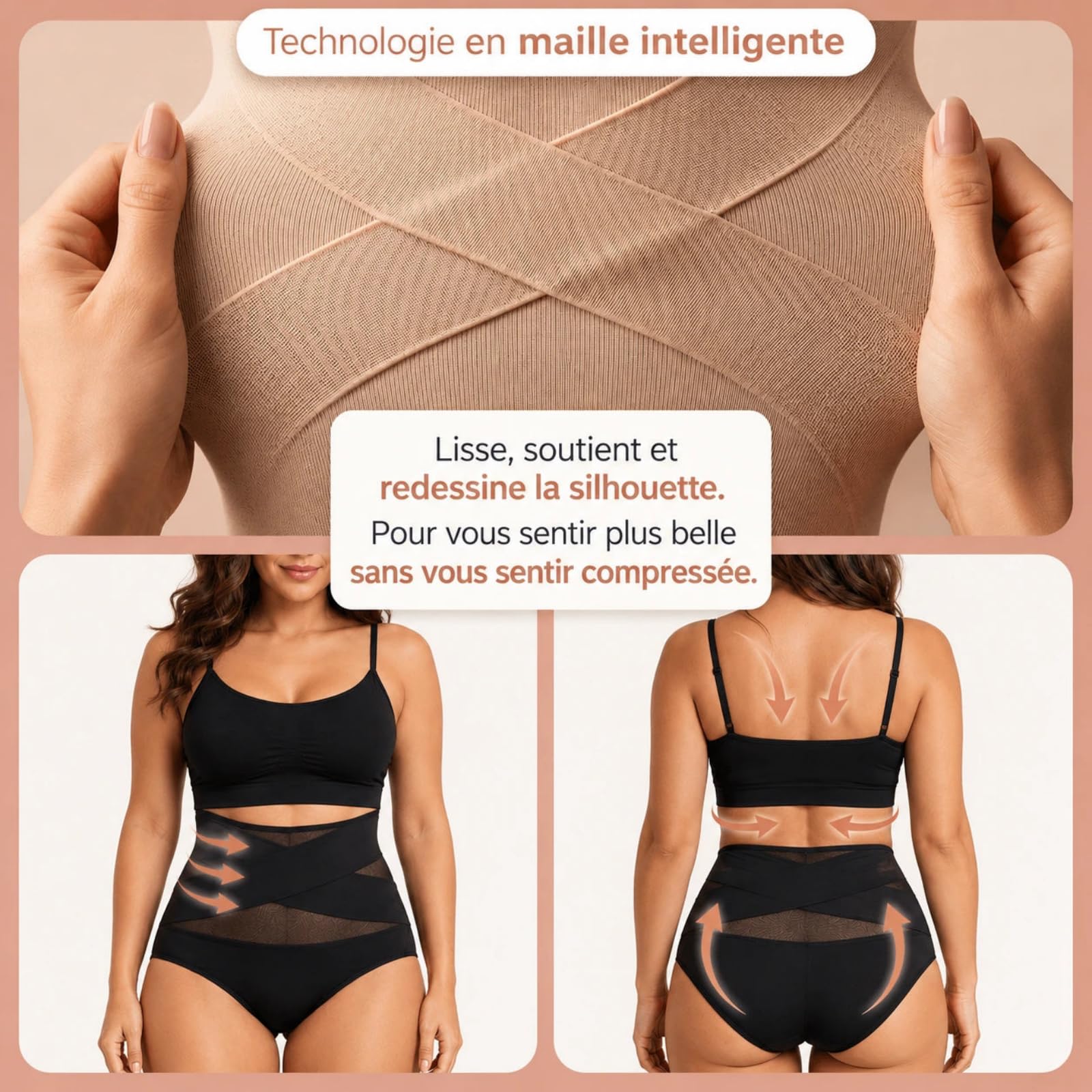 MEIION Maeline Culotte Gainante Taille Haute-Maintien Ventre Plat