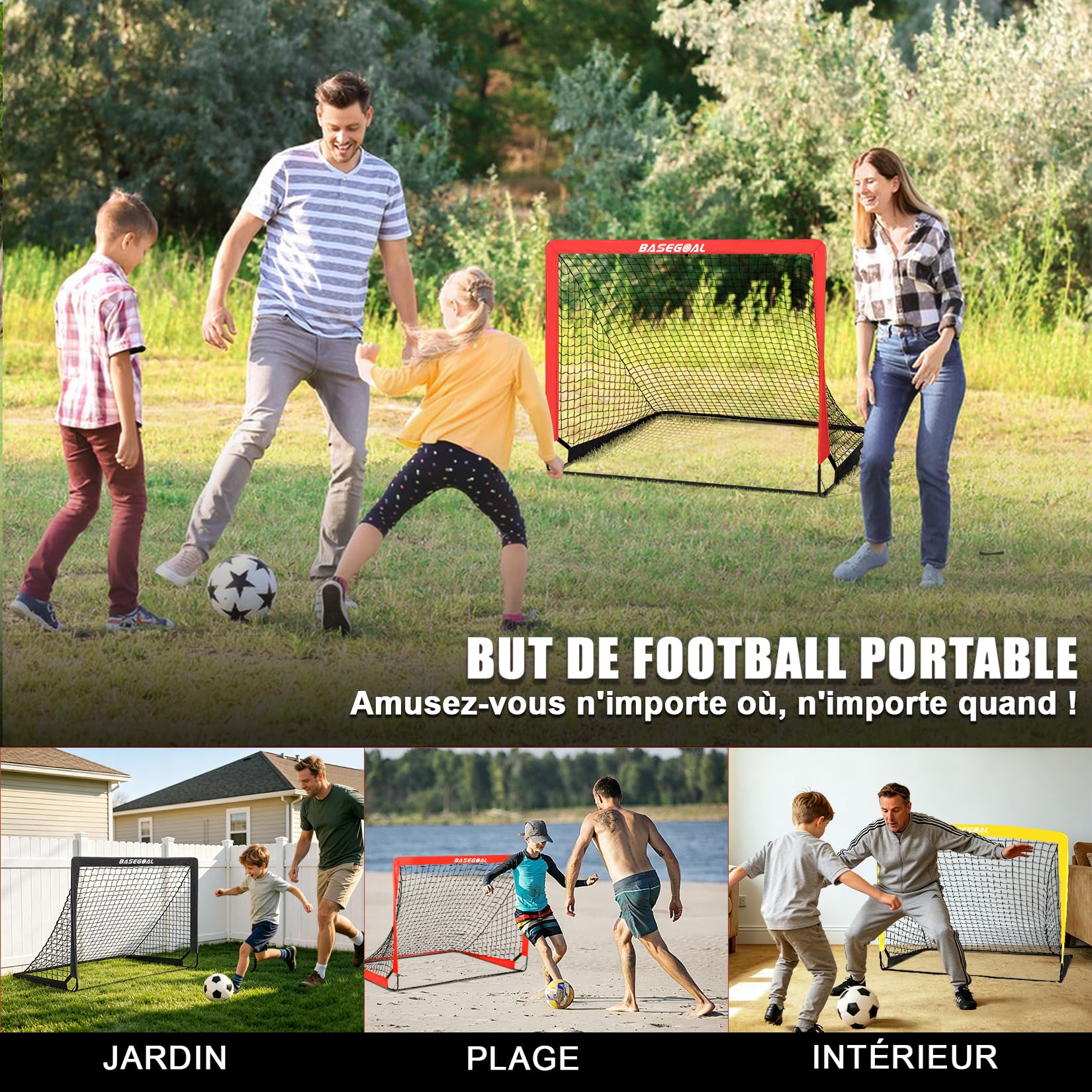 Cage de Foot, Set de 2 But de Foot Exterieur, Goal de Foot avec Cible Suspendue, But de Foot Exterieur pour Jardin Entrainement Football Cadeau - 120x90x90CM