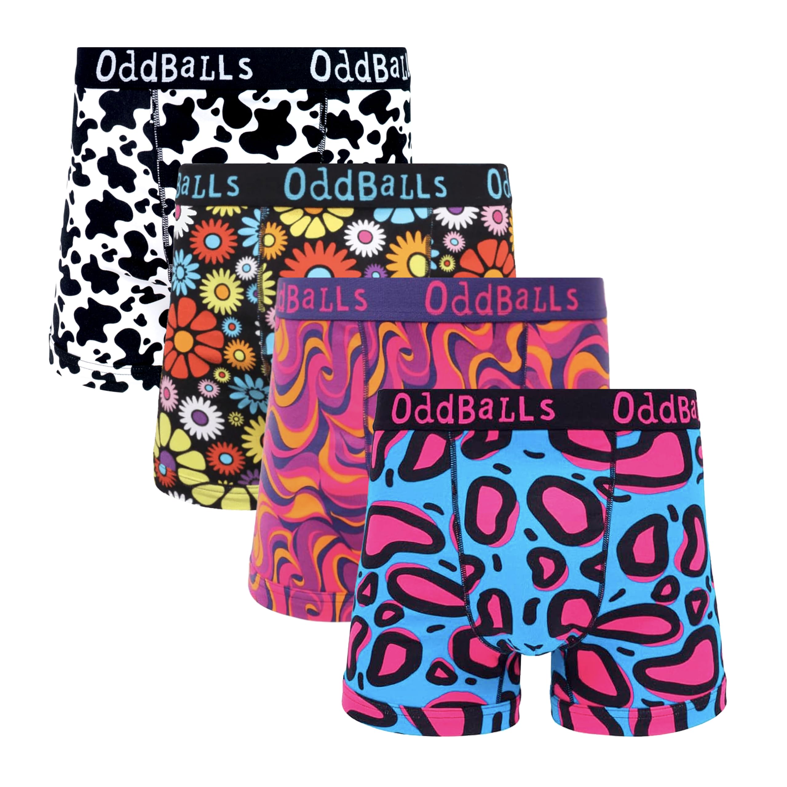 Mens Boxers, 4 Pack - Patterned, Cotton Boxer Shorts Briefs