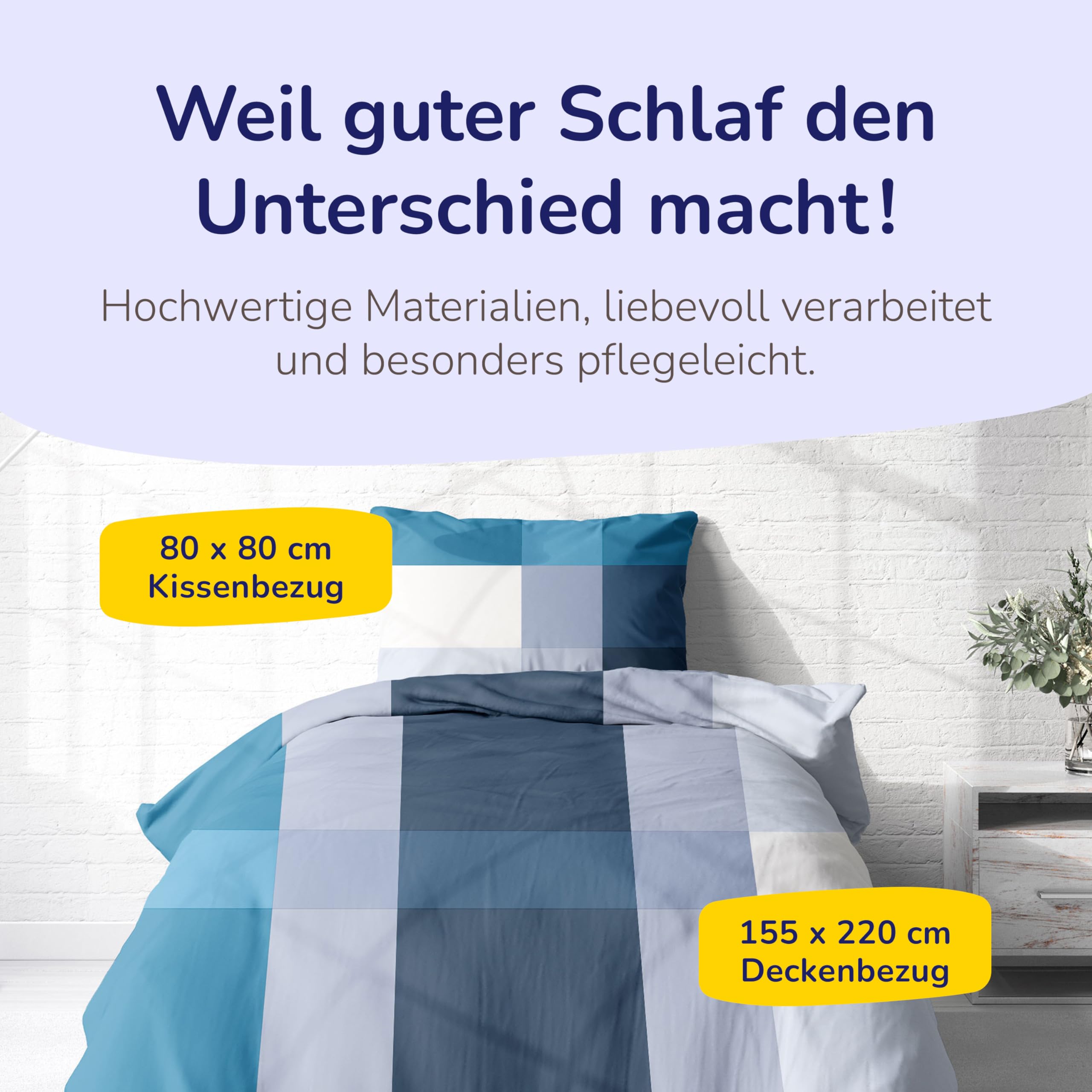 Träumschön Biber Bettwäsche Set 2tlg 155x220 cm + 80x80 cm – Flauschige Blumen Bettwäsche Petrol – Weiche Winterbettwäsche Kariert - Atmungsaktiv, Warm & Hautfreundlich - 100% Baumwolle
