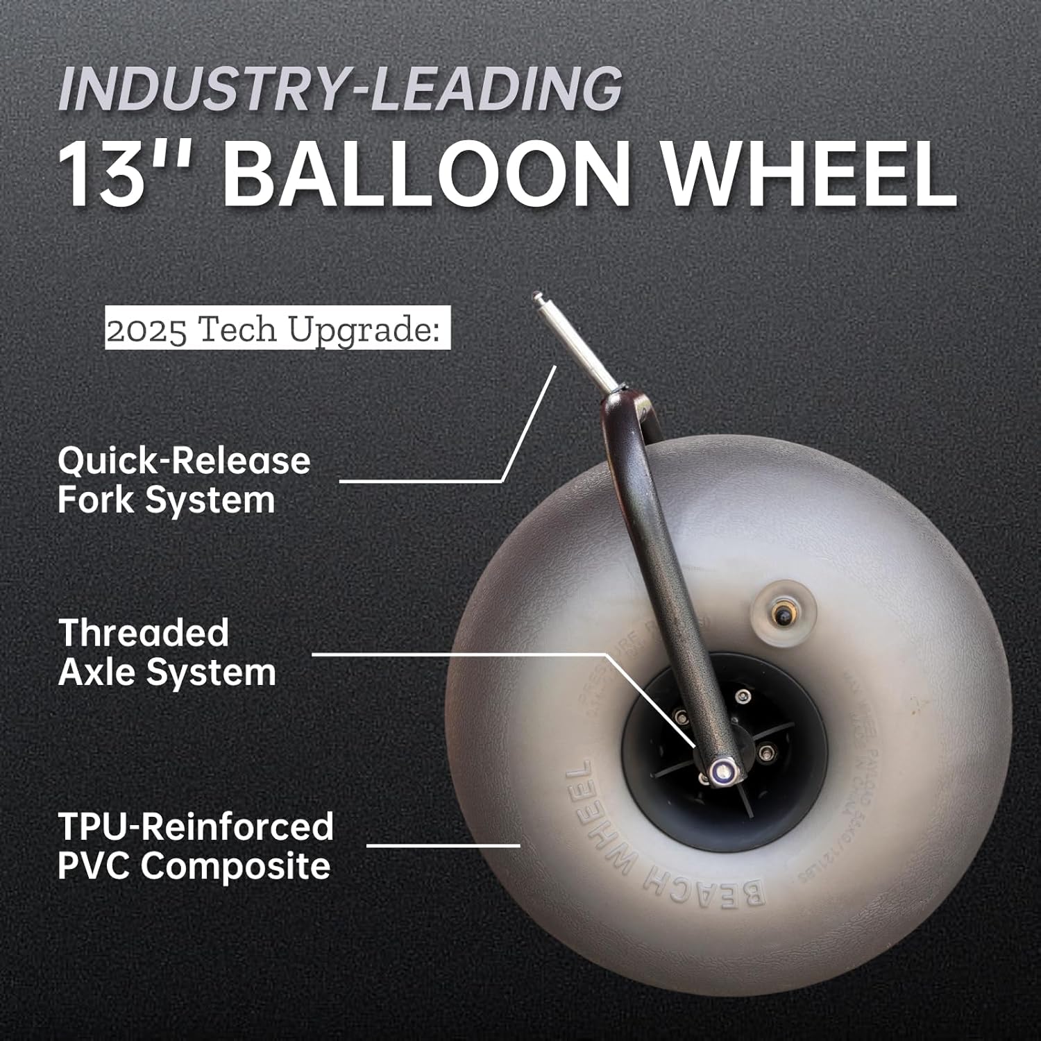 Foldable Fishing Cart with Balloon Wheels (13'' x 7''), Collapsible Beach Wagon with Big Wheels for Sand, Built-in Rod Holders, 330 lbs Capacity, Pump Included