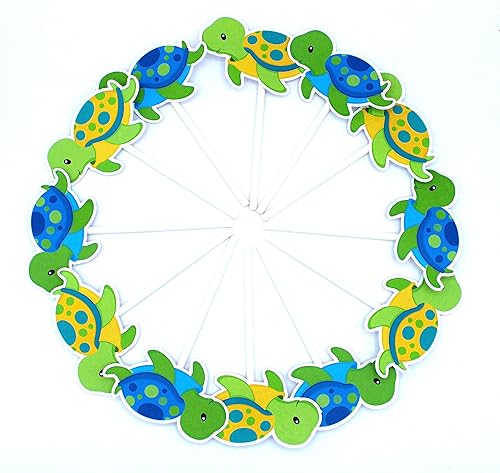 Miniatura 2 de Baby Turtle Cupcake Toppers 12 PCS, Sea Turtle Cake Picks, Baby Shower, Animals Birthday Party Decorations Supplies, Ocean Sea Themed