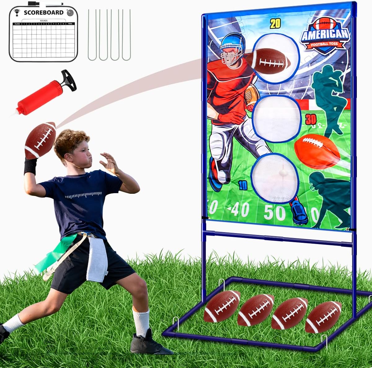 Football Toss Game with 4 Inflatable Balls Sports Outdoors Toys for Boys