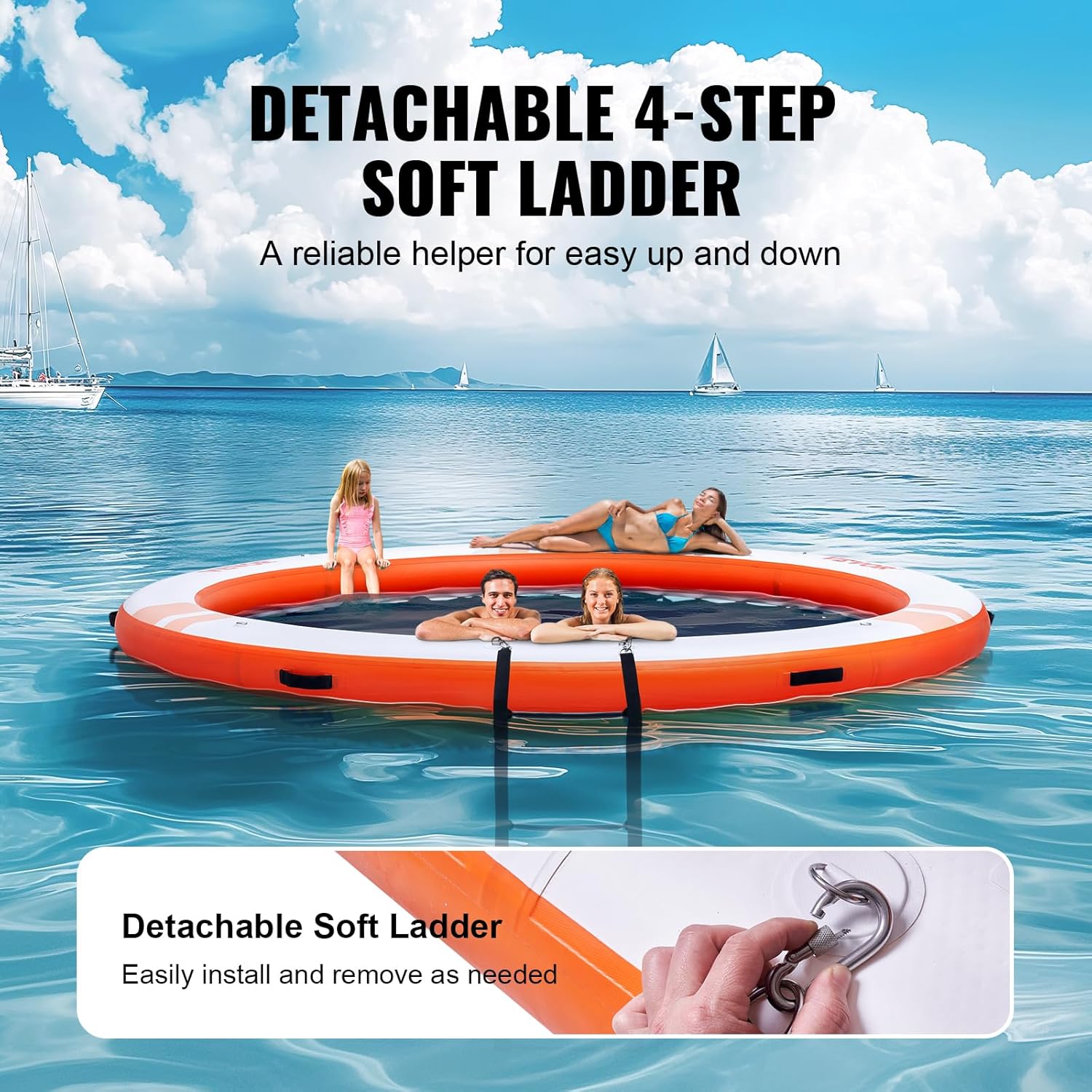 VEVOR Inflatable Floating Dock, Inflatable Dock Platform, Non-Slip Air Dock Platform with Portable Carrying Bag & Detachable Ladder, Floating Platform Island Raft for Pool Beach Ocean