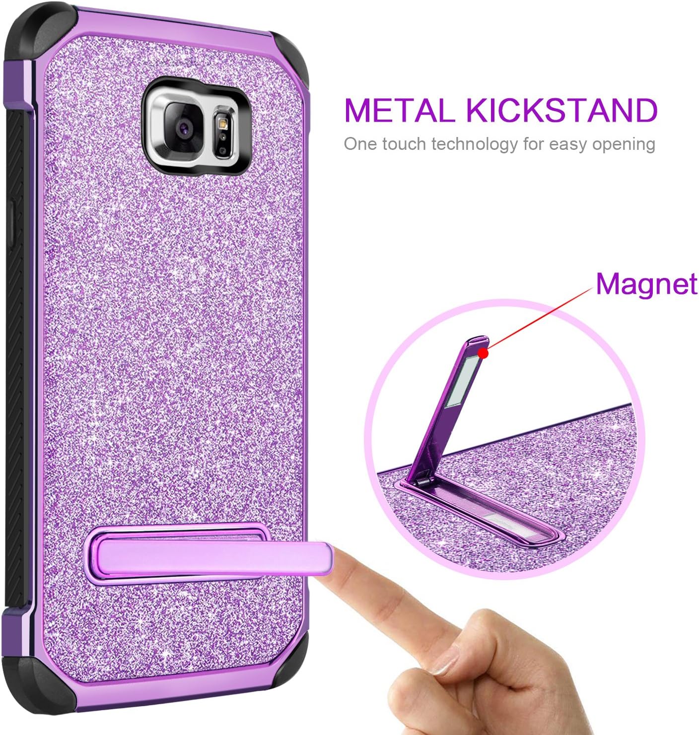 BENTOBEN Phone Case for Samsung Note 5, Case for Galaxy Note 5, Glitter Luxury Laminated Sparkly Shiny Hybrid Hard PC Soft TPU Cover Shockproof Protective Case for Samsung Note 5, Purple