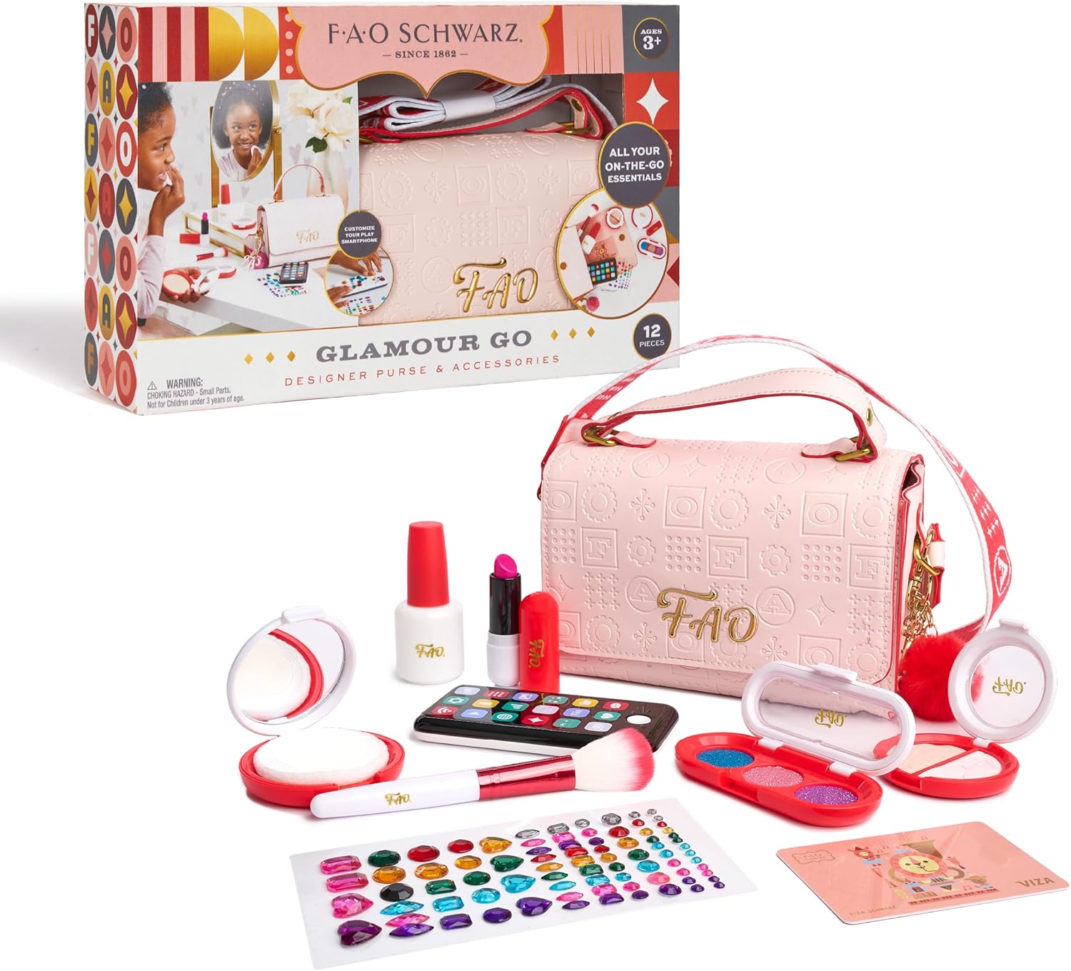 FAO Schwarz® Glamour Go Designer Purse & Accessories, 12pcs - Pink