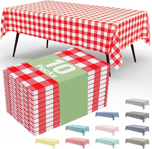 Miniatura 21 de misaya Paquete de 4 manteles desechables de búfalo, mantel de plástico impermeable de 54 x 108 pulgadas, manteles rectangulares a cuadros azules y