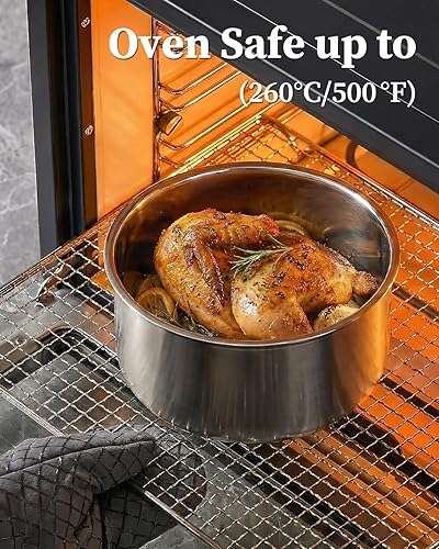 Miniatura 6 de Cacerola de 2.0 y 3.0 cuartos de galón con tapa, juego de ollas de acero inoxidable, juego de utensilios de cocina con mango extraíble, juego de