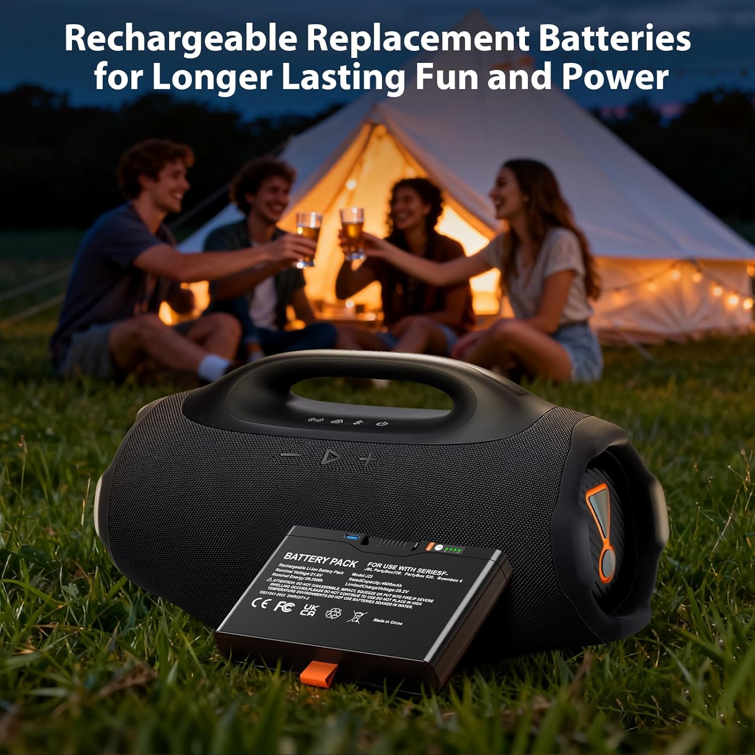 Replaceable Battery Compatible with PartyBox 520/720 Boombox 4 Speakers Compact Portable Speaker Rechargeable Spare Battery, Easy to Install, high-Capacity Batteries, Extend The use of time. - Image 8