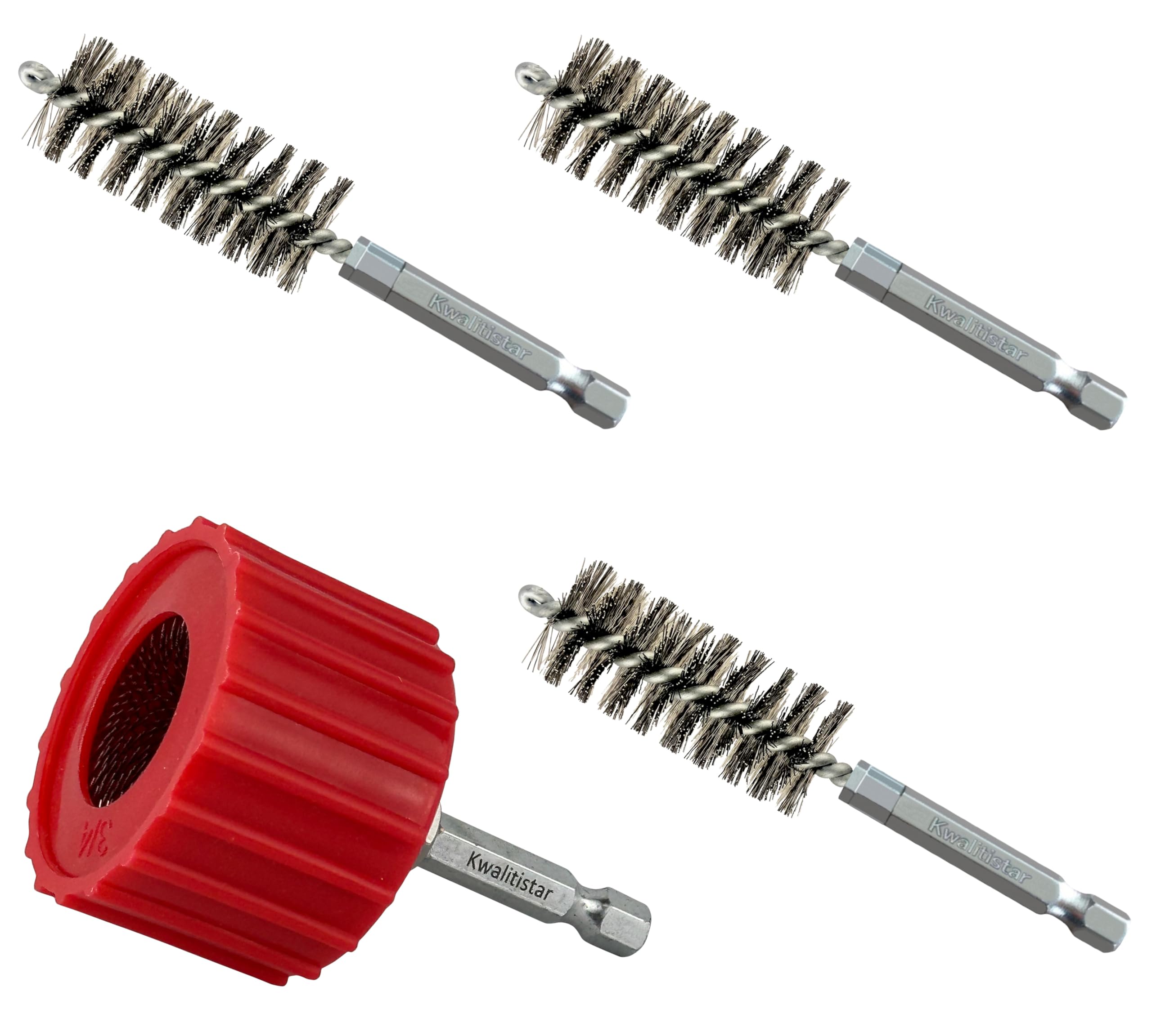 Photo 1 of [4PC Bundle] 3/4-Inch Copper Pipe Cleaner Set for Power Drill, 3/4” Tube Cleaning Brush, Cleans Copper Pipes Tubes and Fittings for Soldering, w/ Stainless-Steel Wire Bristles & 1/4” Shank