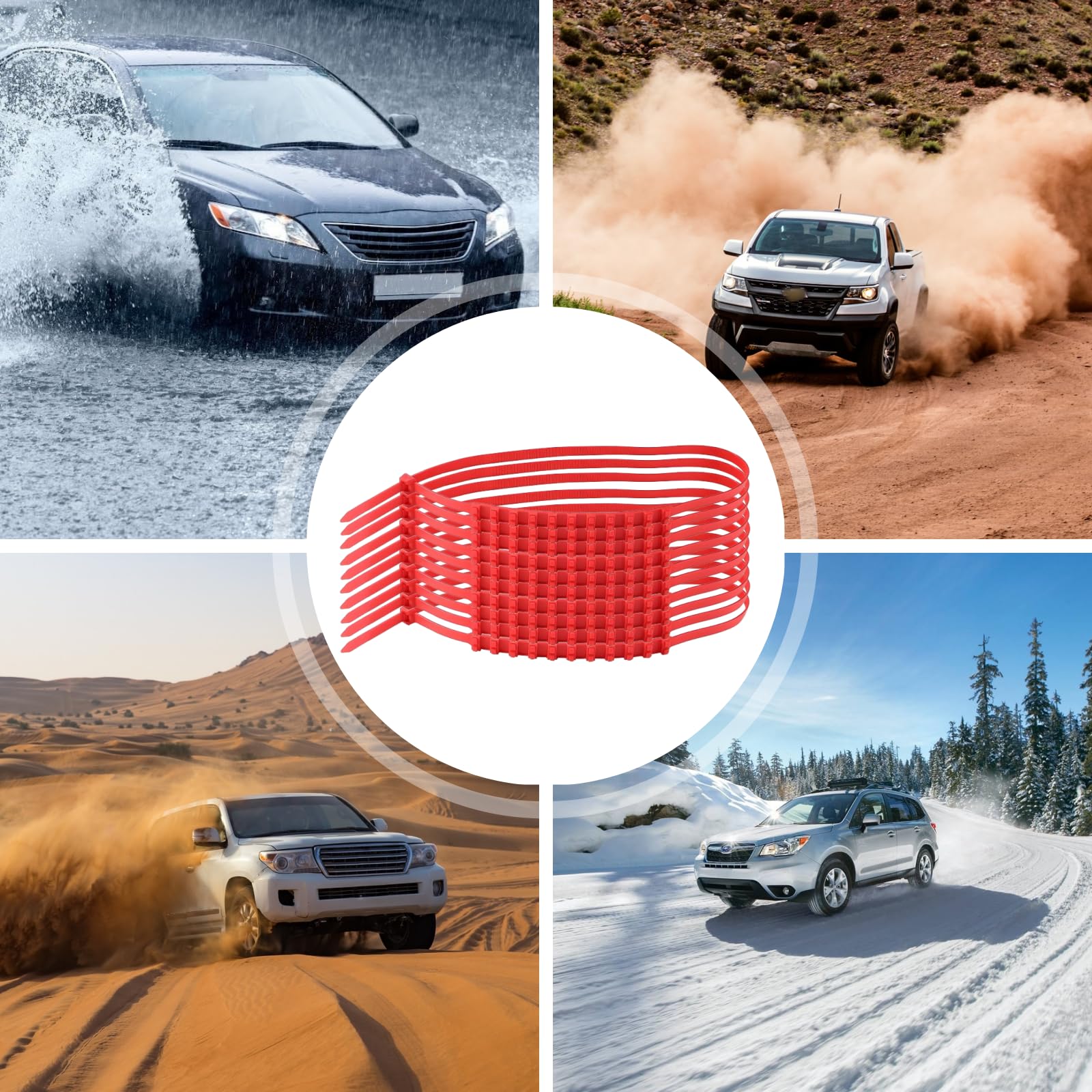 10 Pièces Chaînes Neige Universelles Antidérapantes Nylon, Hiver Pneu Anti-Dérapage Chaînes, Ceinture Pneu Voiture Antidérapante, avec Brosse de Nettoyage, pour SUV, Voiture
