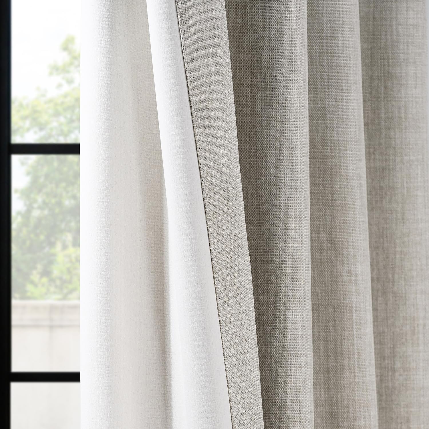hpd half price drapes - faux linen curtains for living room (1 panel) - 50w x 84l - textured room darkening curtains for bedroom 84 inches long - drapes for home decor, oatmeal oatmeal 50"w x 84"l (pack of 1)