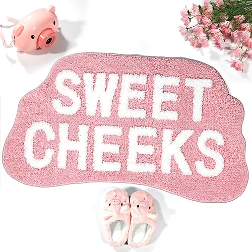 Miniatura 1 de Pink Sweet Cheeks - Alfombra de baño divertida, alfombra de baño de microfibra antideslizante para bañera, tapete de cocina de 18 x 32 pulgadas