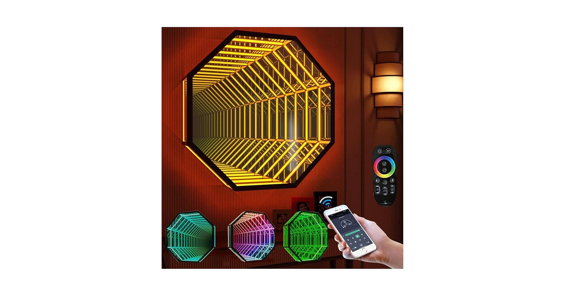 Amazon | LED インフィニティミラーナイトライト、3D ミラー