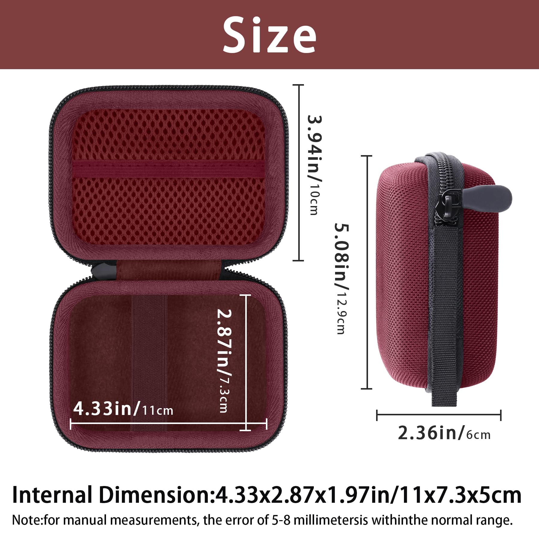 Khanka Do aparatu cyfrowego Kodak PIXPRO FZ55/FZ45/FZ43 16MP Twardy futerał do noszenia z uchwytem i paskiem na szyję, tylko etui, Czerwona