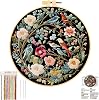 JSRQT Embroidery Starter Kit for Adults Beginners,Full Range of Cross Stitch Stamped Kits with Flower Hummingbird Pattern,DIY Handmade Sewing Craft Needlepoint Kits