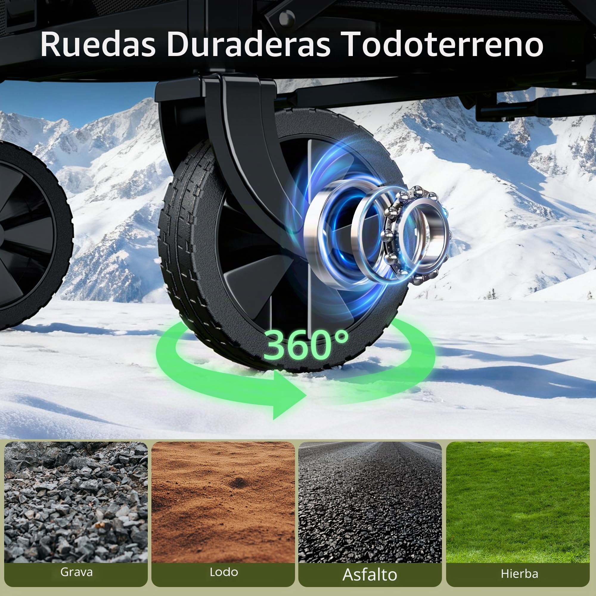 LEWANJA 100L Carro Playa Plegable, Robusto Carrito de Jardín con Mango Ajustable, Carga 100kg, para Festivales, Camping y Compras