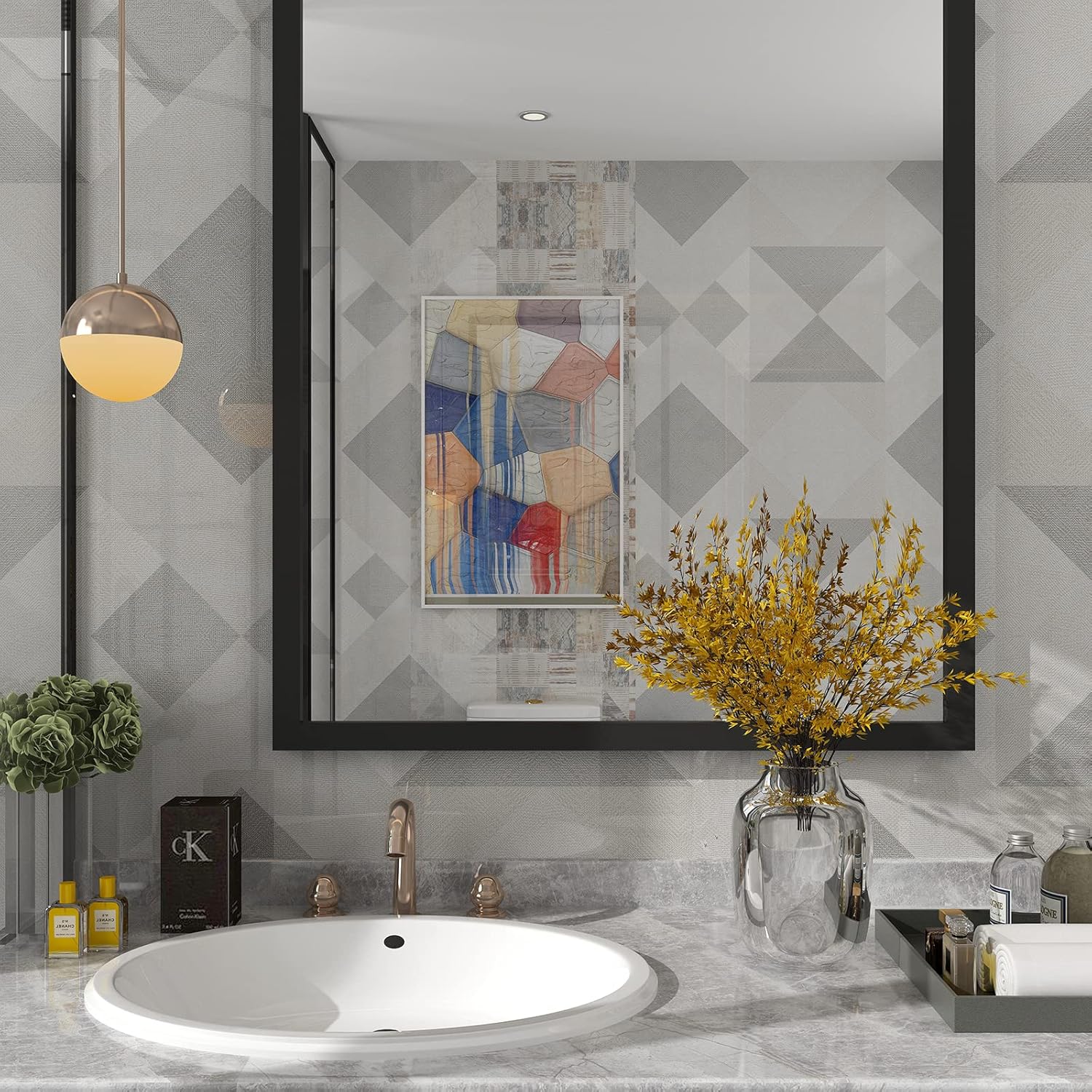 YENHOME Mirror Frame Border Peel and Stick 3"X590" Black Mirror Border Peel and Stick Wallpaper Border Self Adhesive Black Bulletin Board Border Black Contact Paper Black Wall Mirrors Decorative