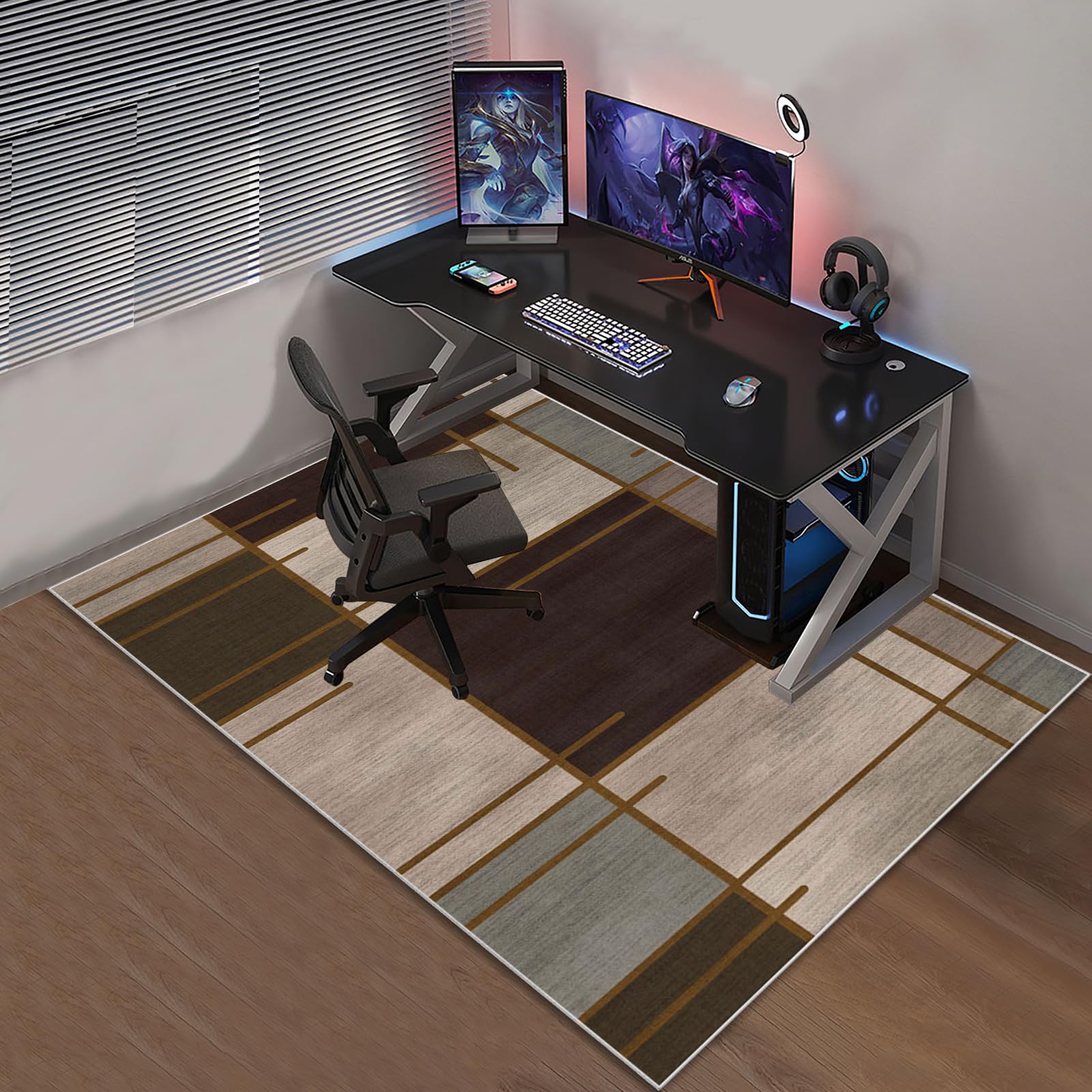 Xiaputcr Floor Mat for Office Chair Office Chair Mat for Hardwood Floor Non Slip Gaming Computer Chair Mat Multi-Purpose Floor Protectors for Rolling Chairs Carpet Protections Chair Mats 100 x 130 cm - Image 3