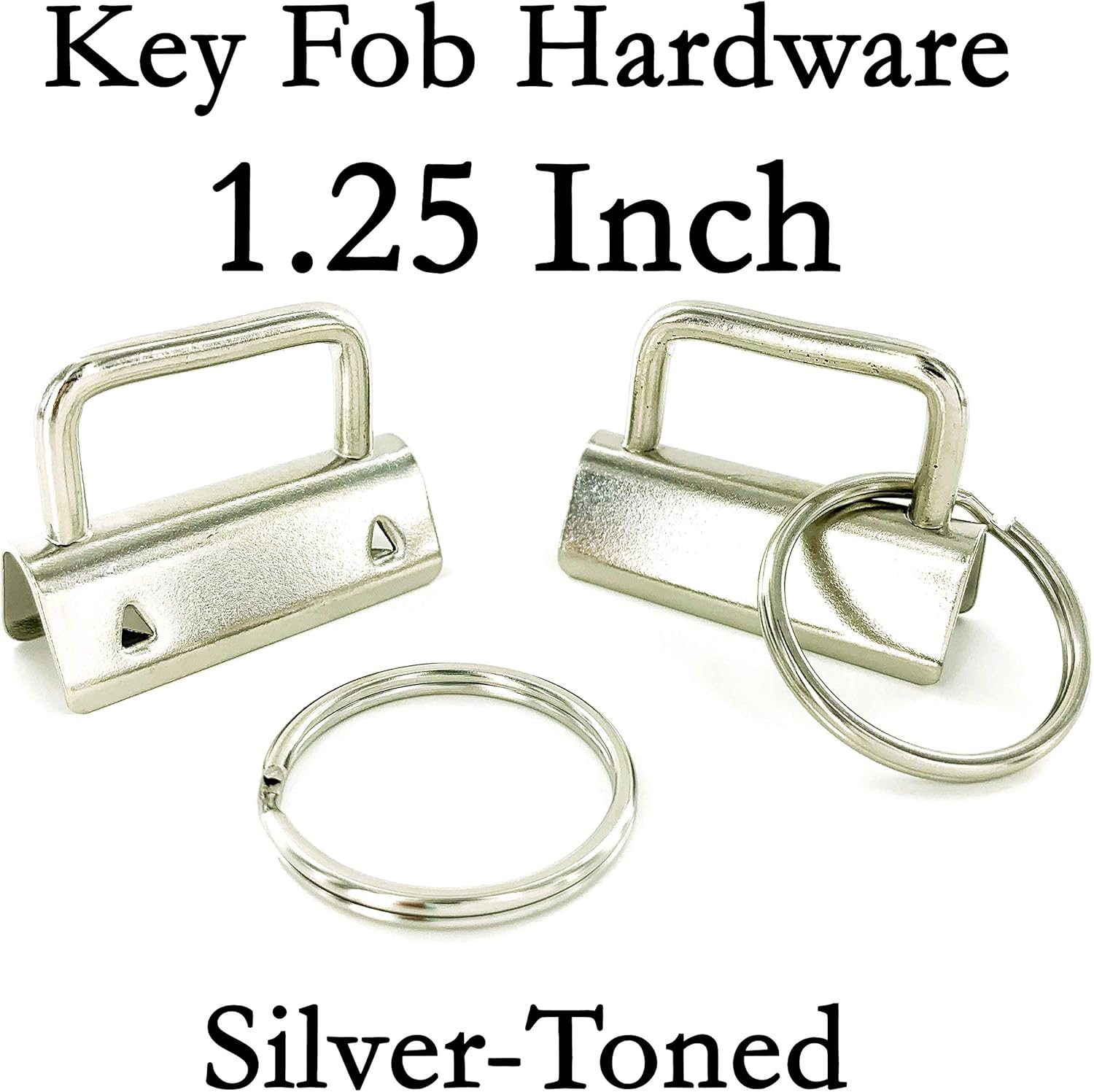 100 Sets - 1.25" (1.25 INCH) - Key Fob Hardware/Key Chain/Wristlet Sets with Split Rings/Key Rings