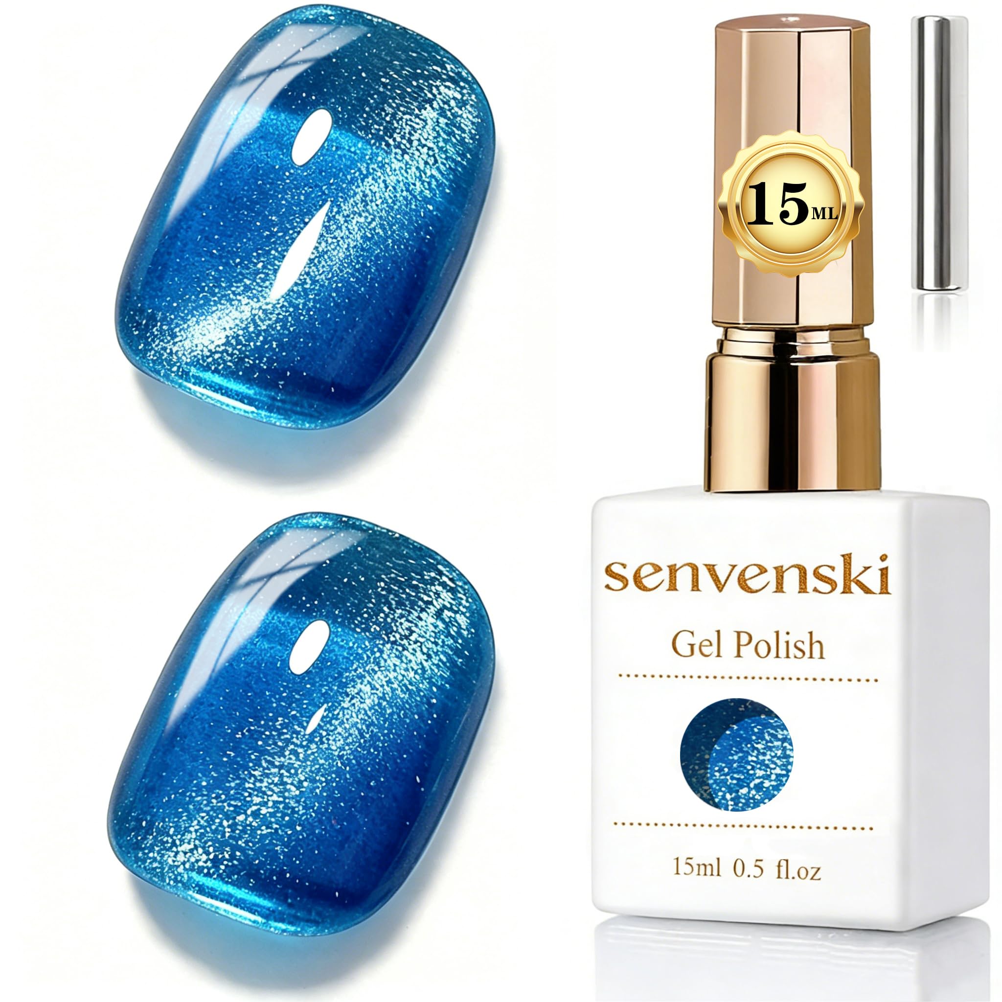 Senvenski Gelee Glas Cat Eye Gel Nagellack mit Magnet 15ML Magnetisch 3D Galaxie Holographisch Reflektierend Glitzernd Durchsichtig Farbe Gellack Salon Home DIY