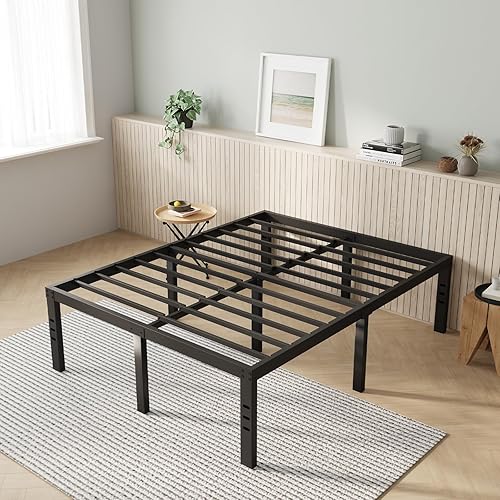 Miniatura 72 de Novilla - Base de cama matrimonial, plataforma de metal de 14 pulgadas, con espacio de almacenamiento debajo de la cama, soporte de listones de